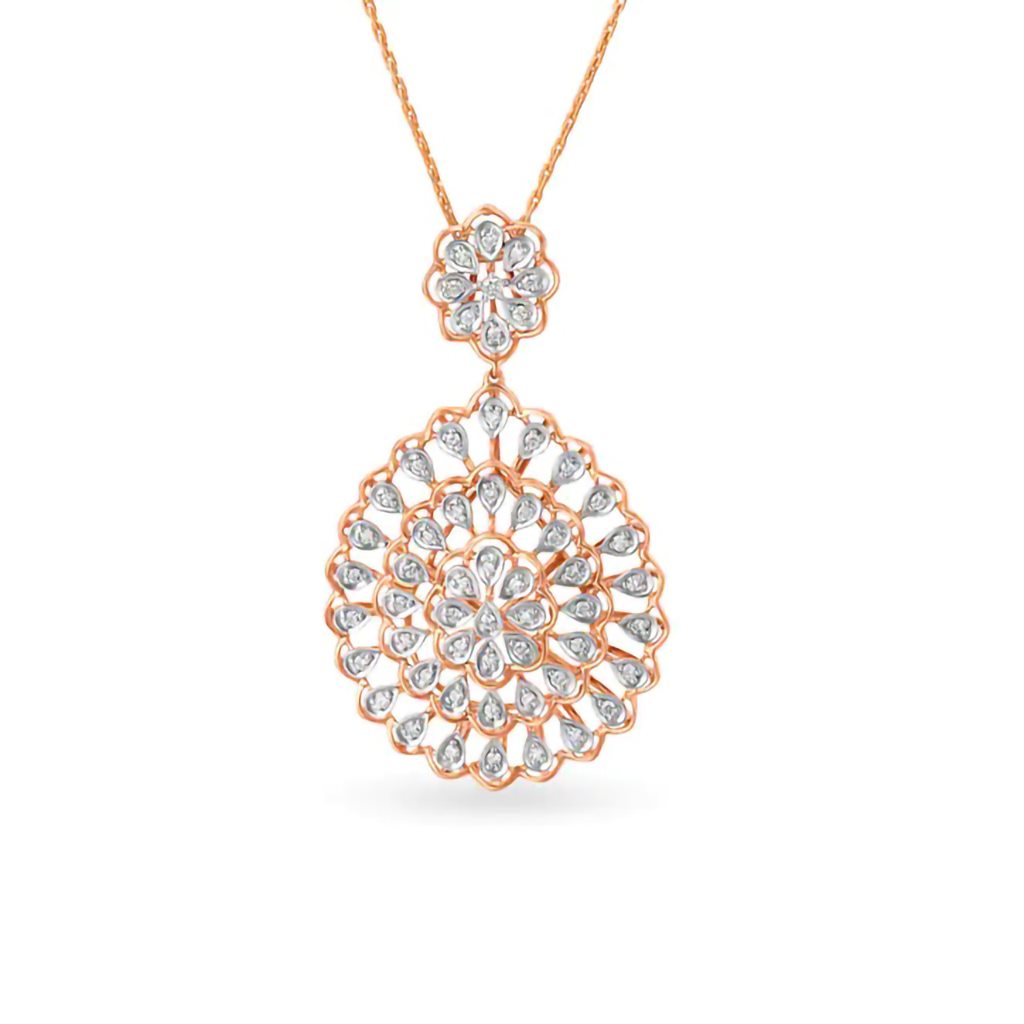 IGI Certified Natural Diamond Design Pendant 14K/18K Fine Rose Gold