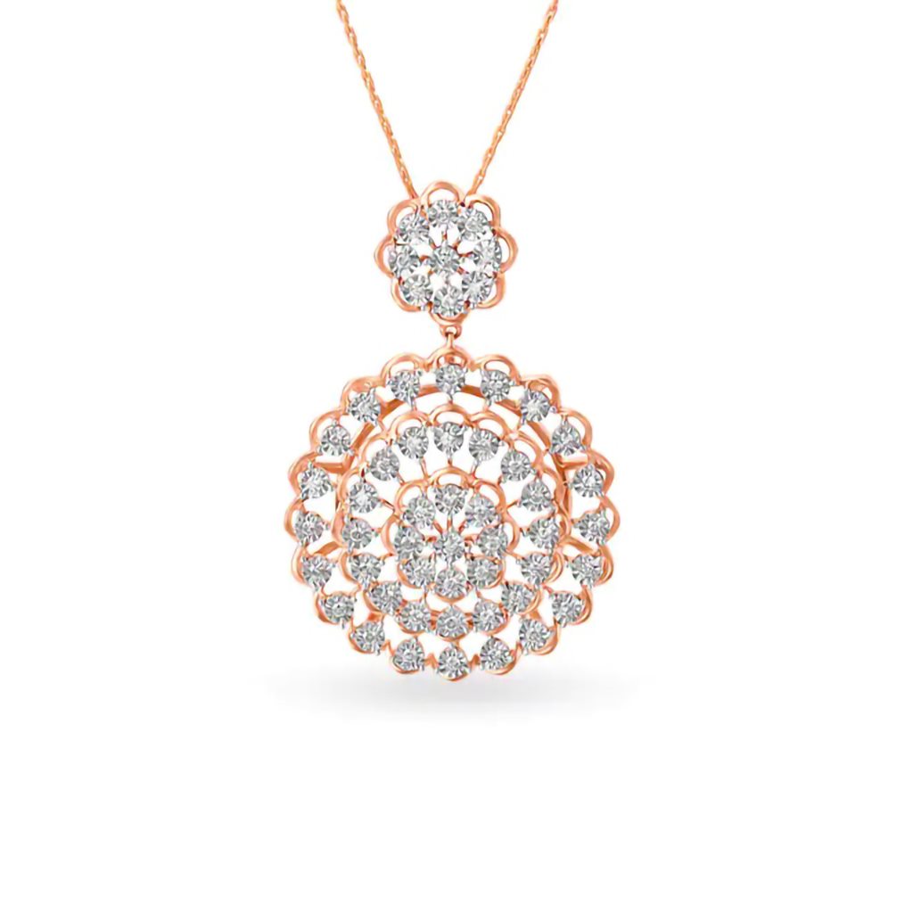 IGI Certified Natural Diamond Design Pendant 14K/18K Fine Rose Gold