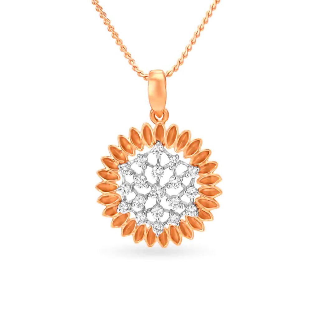 IGI Certified Natural Diamond Design Pendant 14K/18K Fine Rose Gold