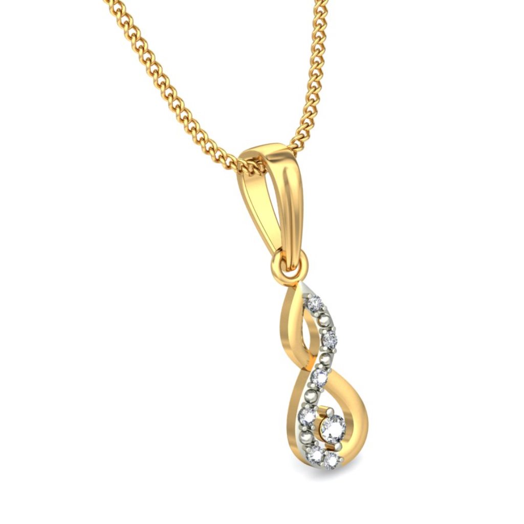 IGI Certified Natural Diamond Design Pendant 14K/18K Fine Yellow & white Gold