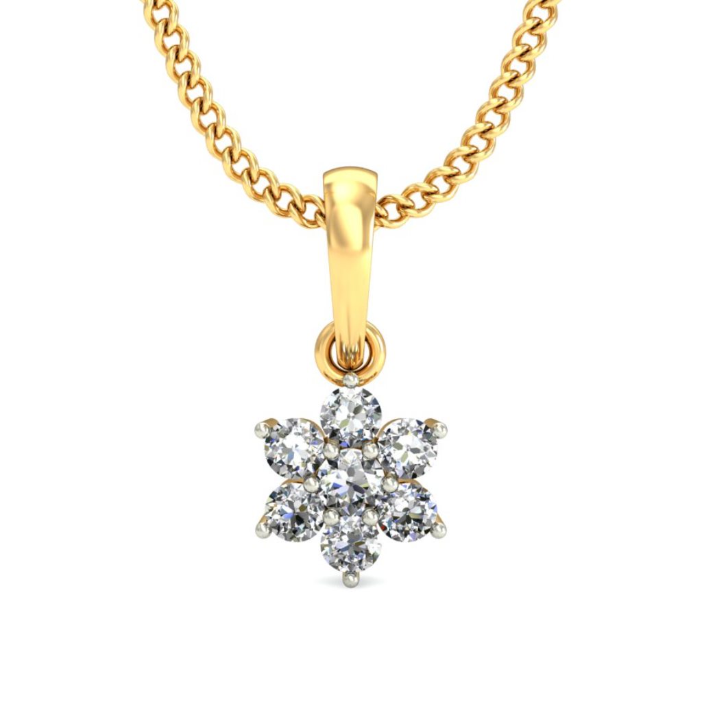 IGI Certified Natural Diamond Design Pendant 14K/18K Fine Yellow Gold