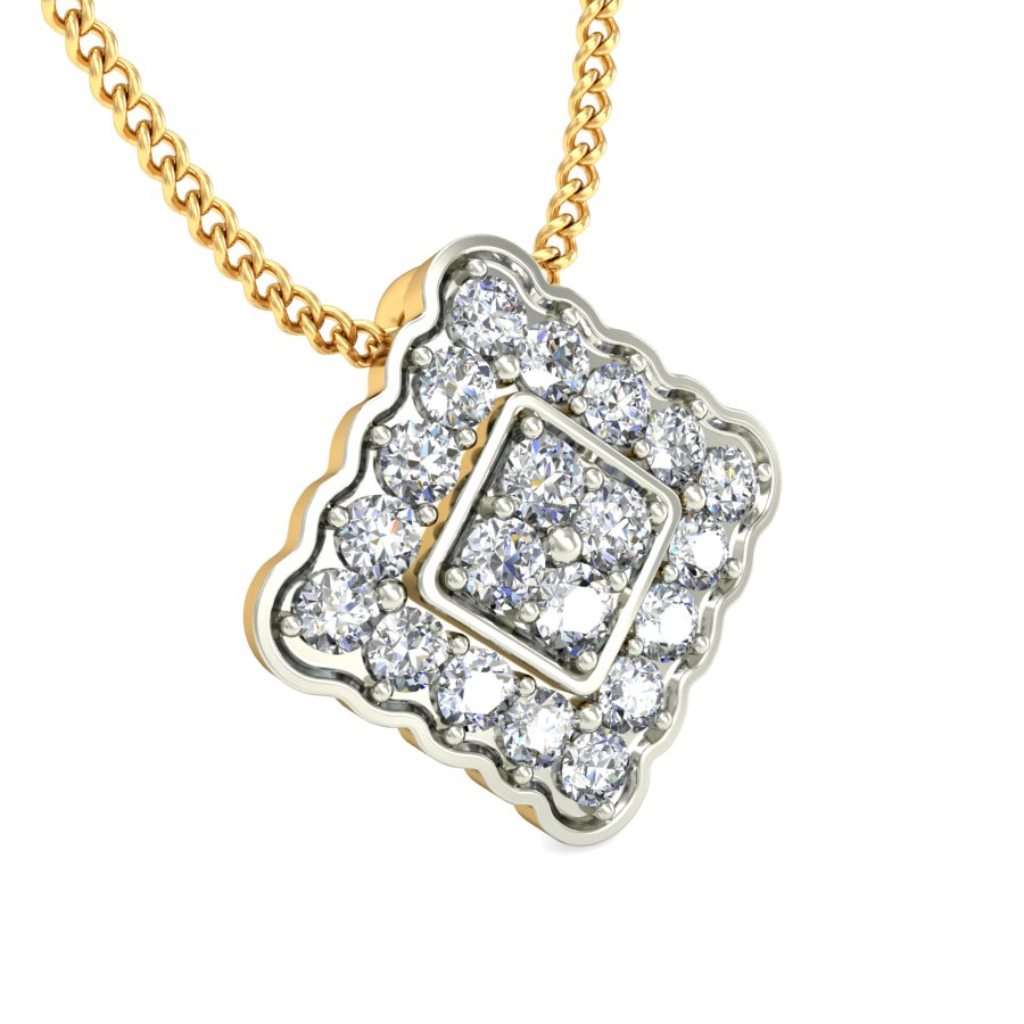 IGI Certified Natural Diamond Design Pendant 14K/18K Fine Yellow & white Gold