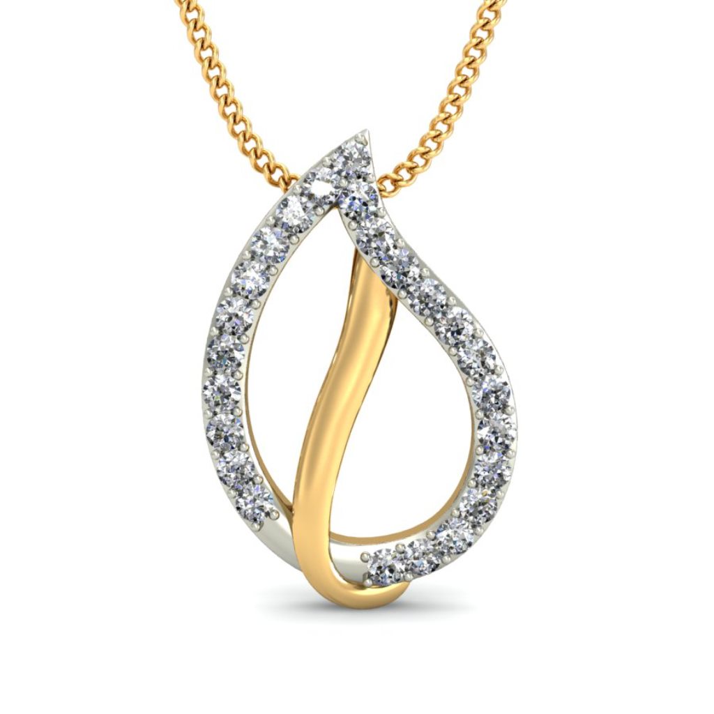 IGI Certified Natural Diamond Design Pendant 14K/18K Fine Yellow & white Gold