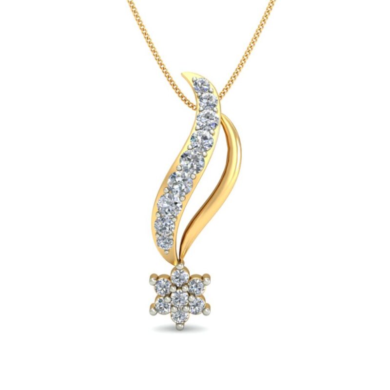 IGI Certified Natural Diamond Design Pendant 14K/18K Fine Yellow Gold