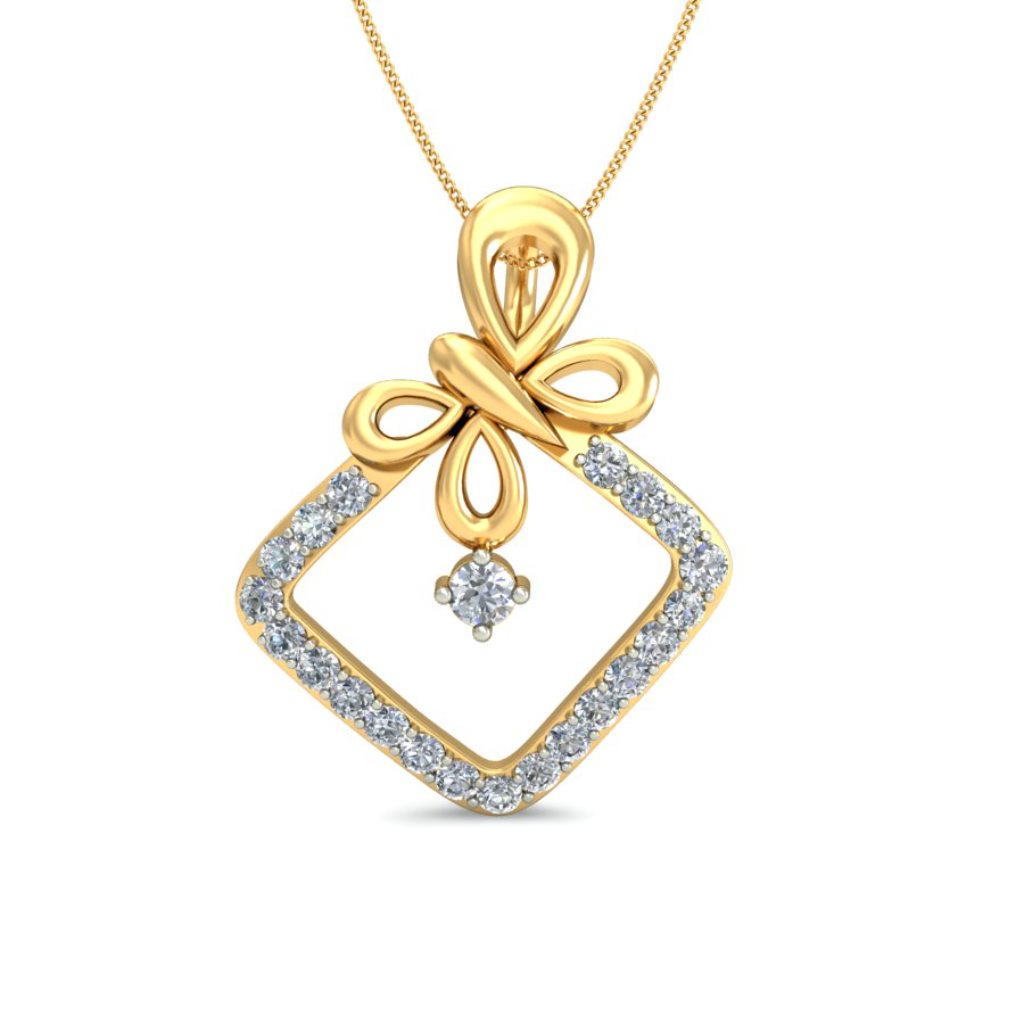 IGI Certified Natural Diamond Design Pendant 14K/18K Fine Yellow Gold