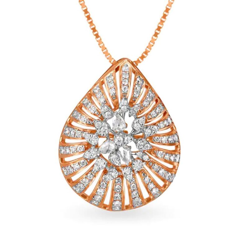 IGI Certified Natural Diamond Design Pendant 14K/18K Fine Rose Gold