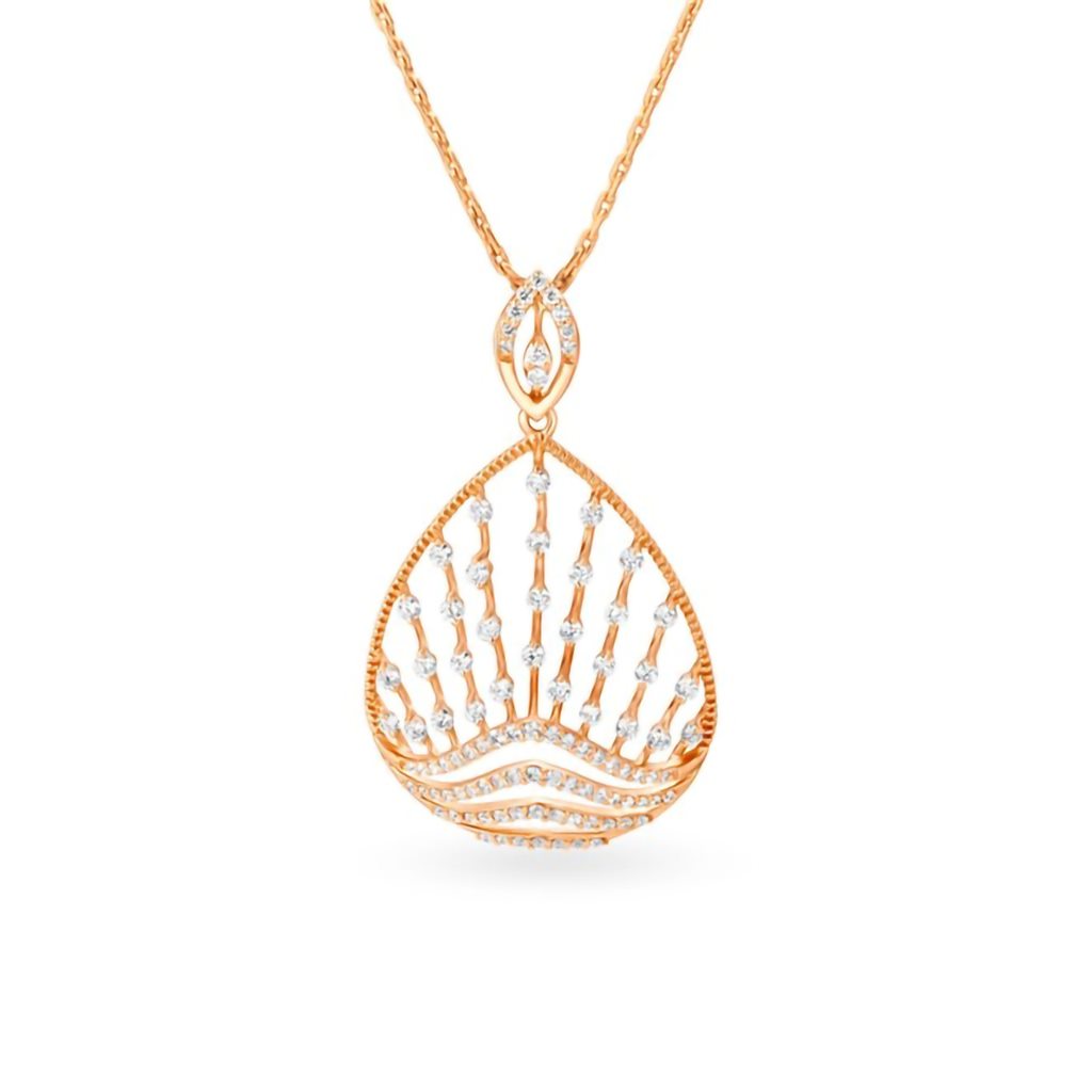 IGI Certified Natural Diamond Design Pendant 14K/18K Fine Rose Gold