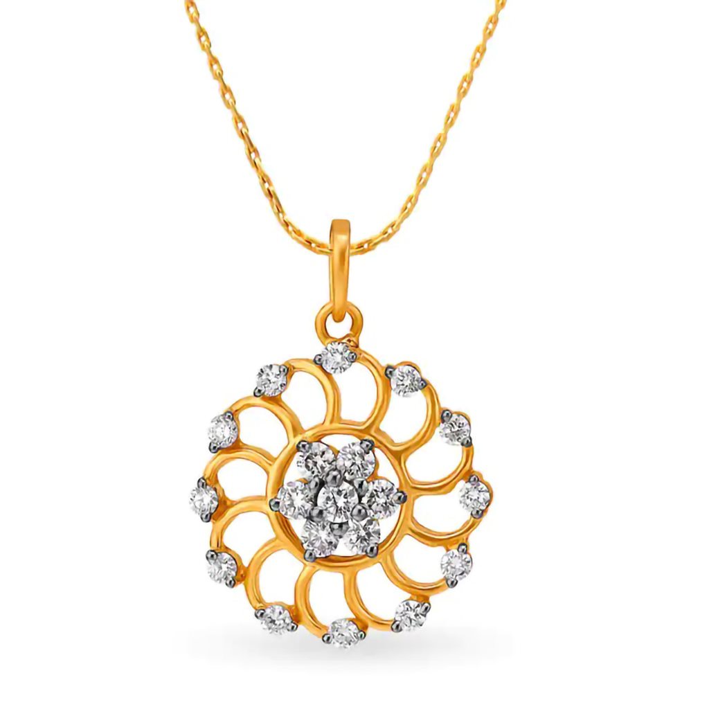 IGI Certified Natural Diamond Design Pendant 14K/18K Fine Yellow Gold