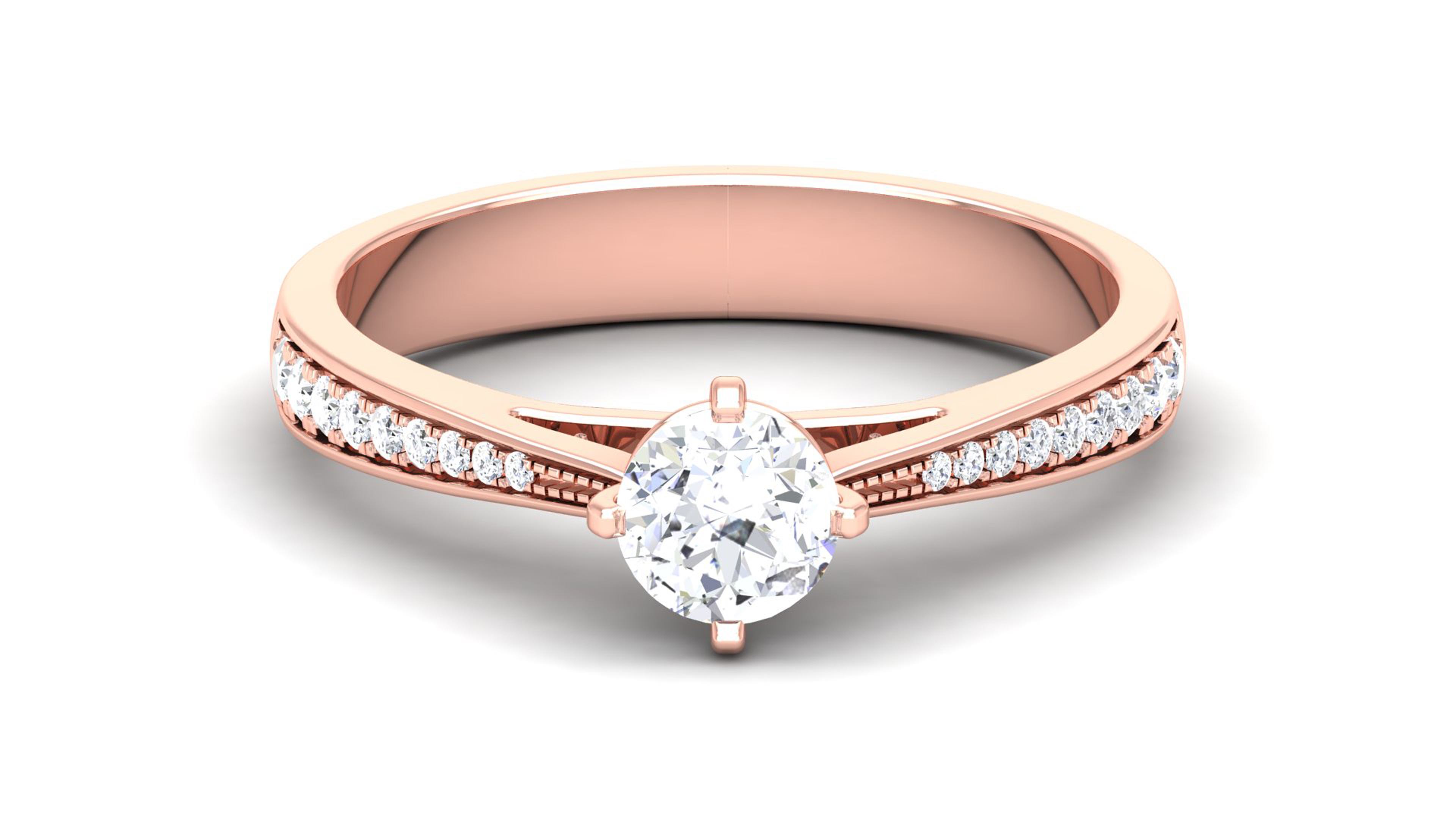 IGI Certified Natural Diamond Women's Ring 14K/18K Fine Rose Gold