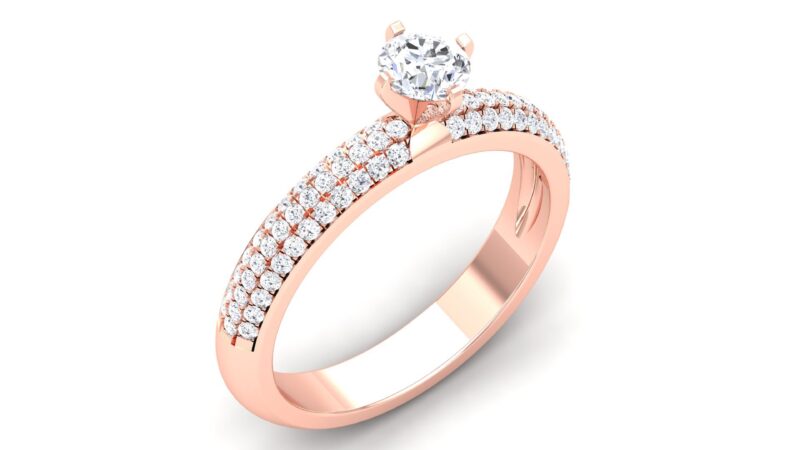 IGI Certified Natural Diamond Women's Ring 14K/18K Fine Rose Gold