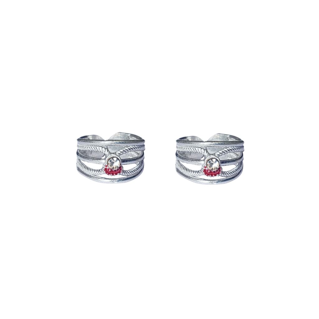 Solid 925 Sterling Silver Divine Round Design Toe Ring Pair For Women