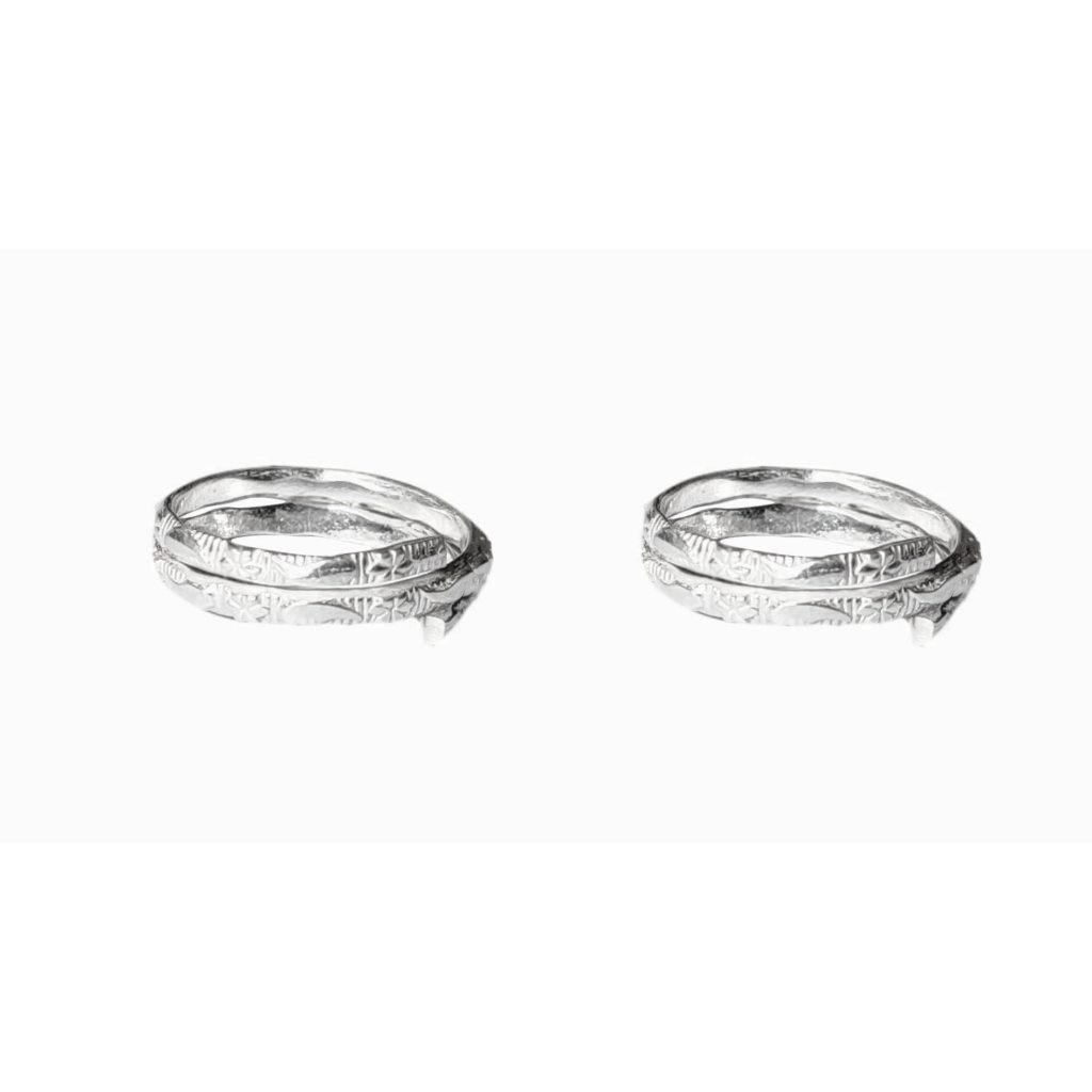 Solid 925 Sterling Silver Two Layer Design Toe Ring Pair For Women