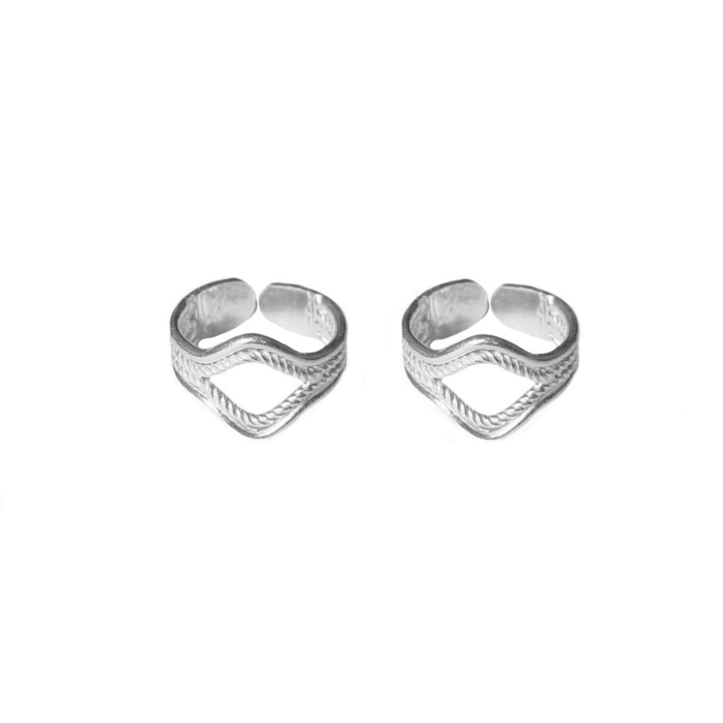 Solid 925 Sterling Silver Classy Design Toe Ring Pair For Women