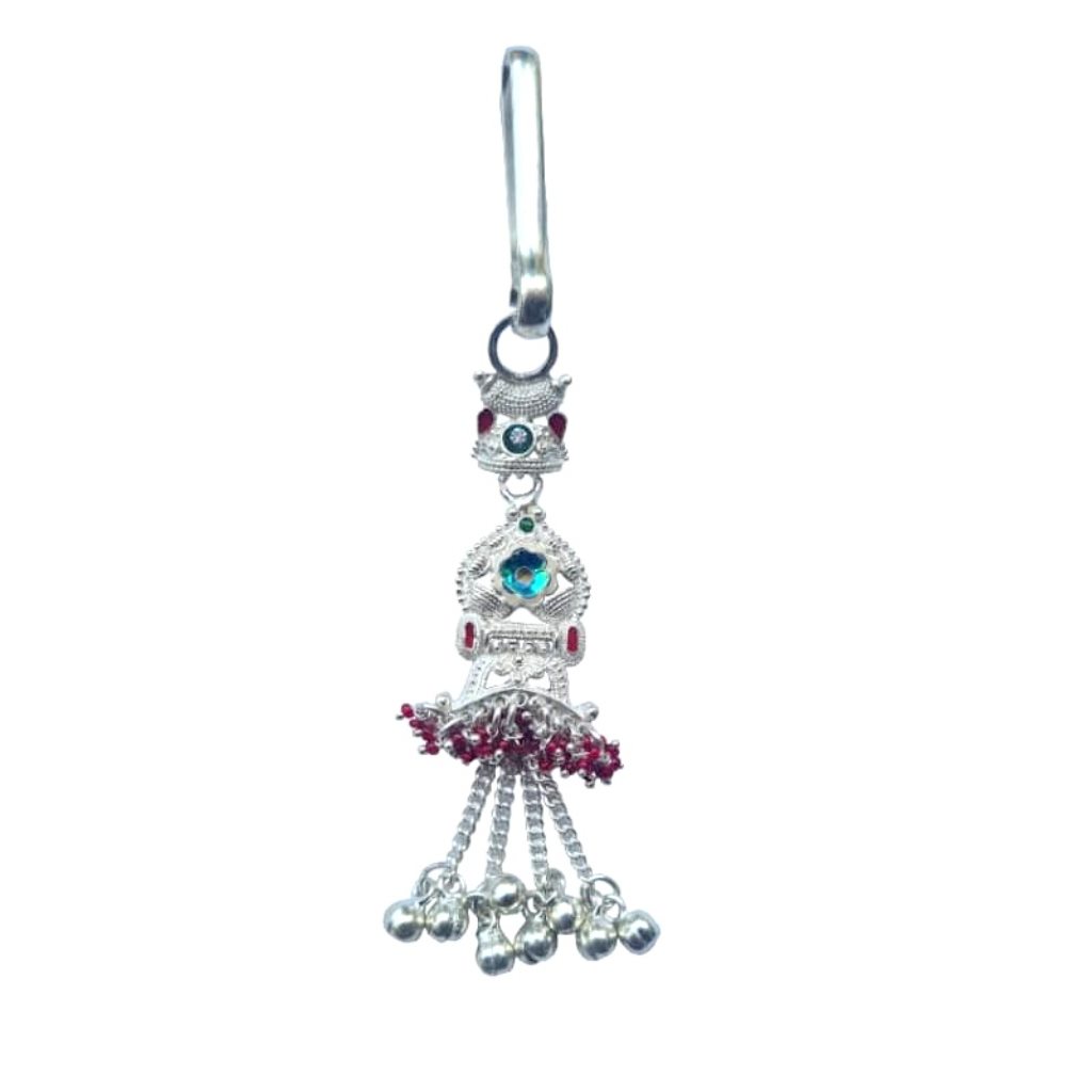 Solid Pure 925 Sterling Silver Indian Saree Waist Keychain Holder Challa