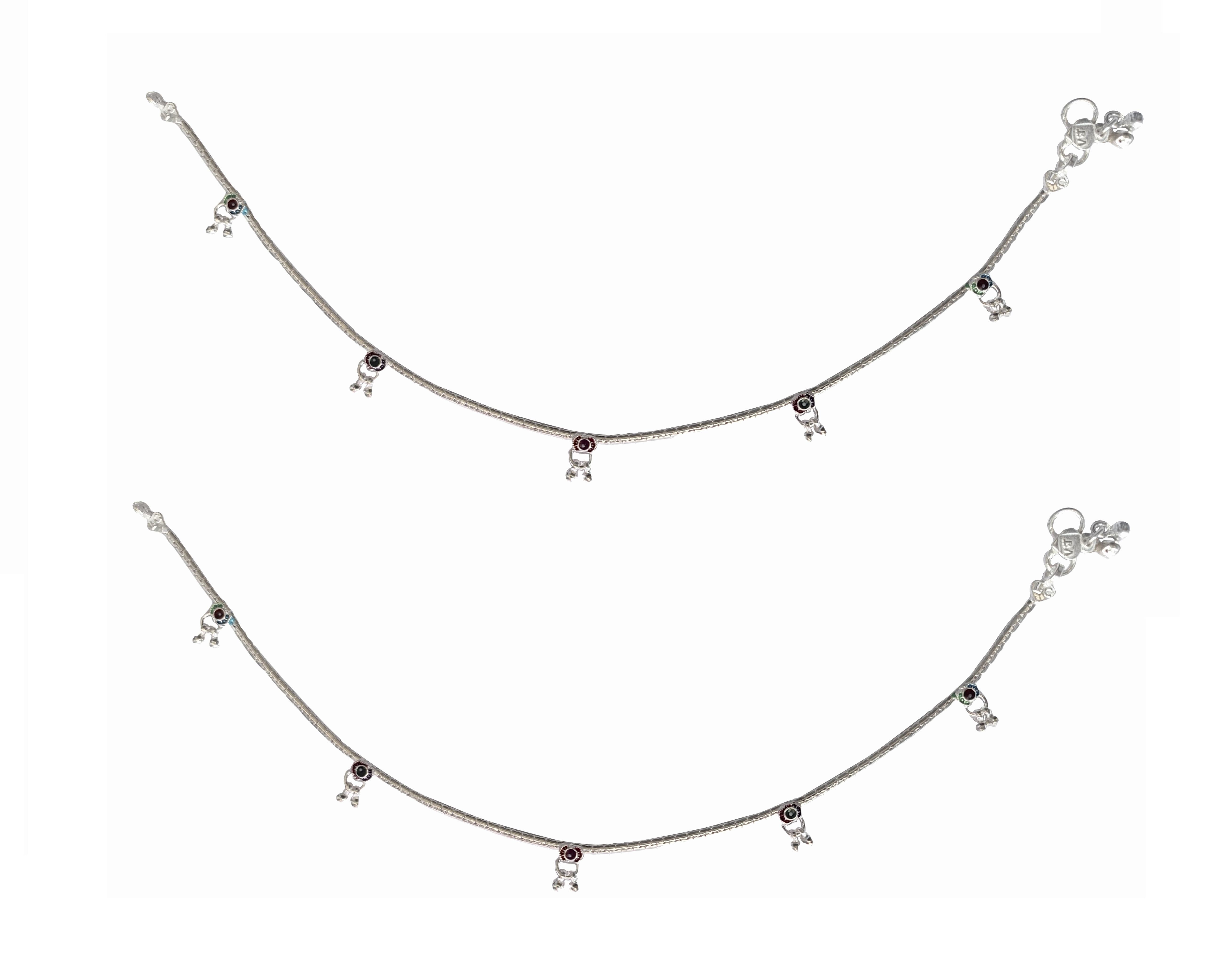 Solid 925 Sterling Silver Beautiful Design Child Anklet Pair For Women