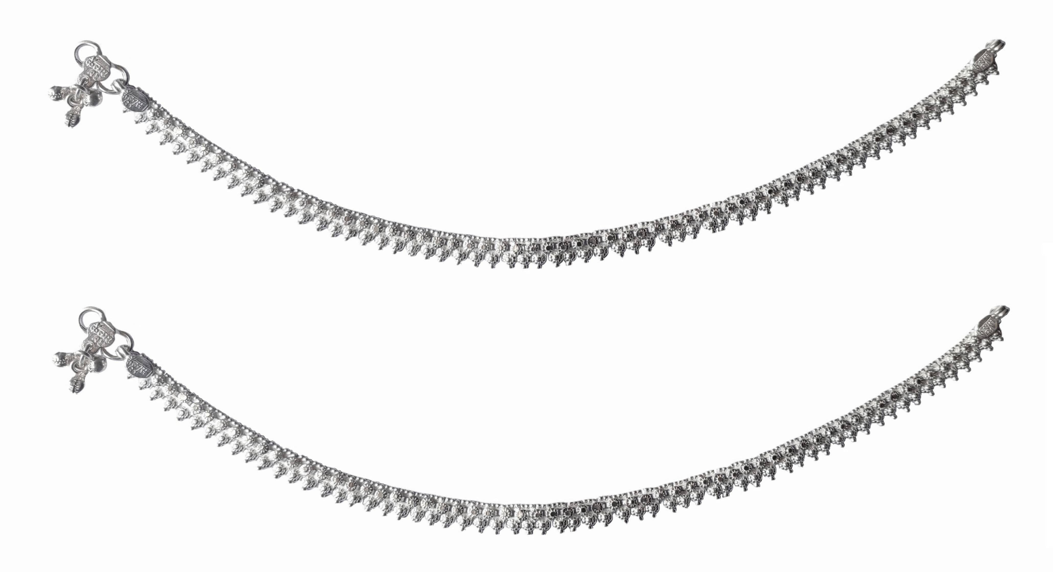 Solid 925 Sterling Silver Elegant Design Child Anklet Pair For Women