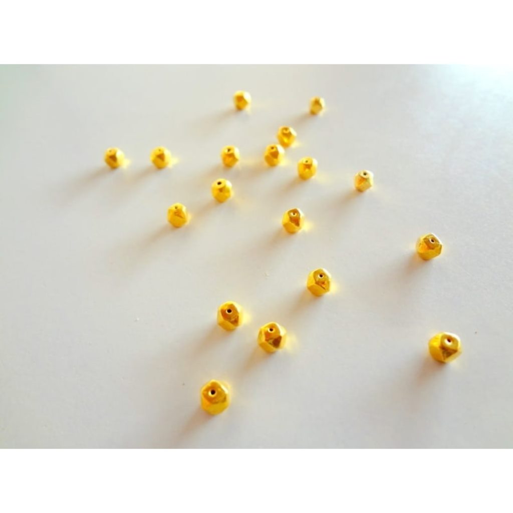 Solid 22K/18K Yellow Fine Gold 3.5 MM 8 Pieces Square Round Beads