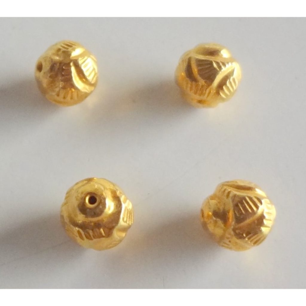 Solid 22K/18K Yellow Fine Gold 5 MM 10 Pieces Antique Round Beads