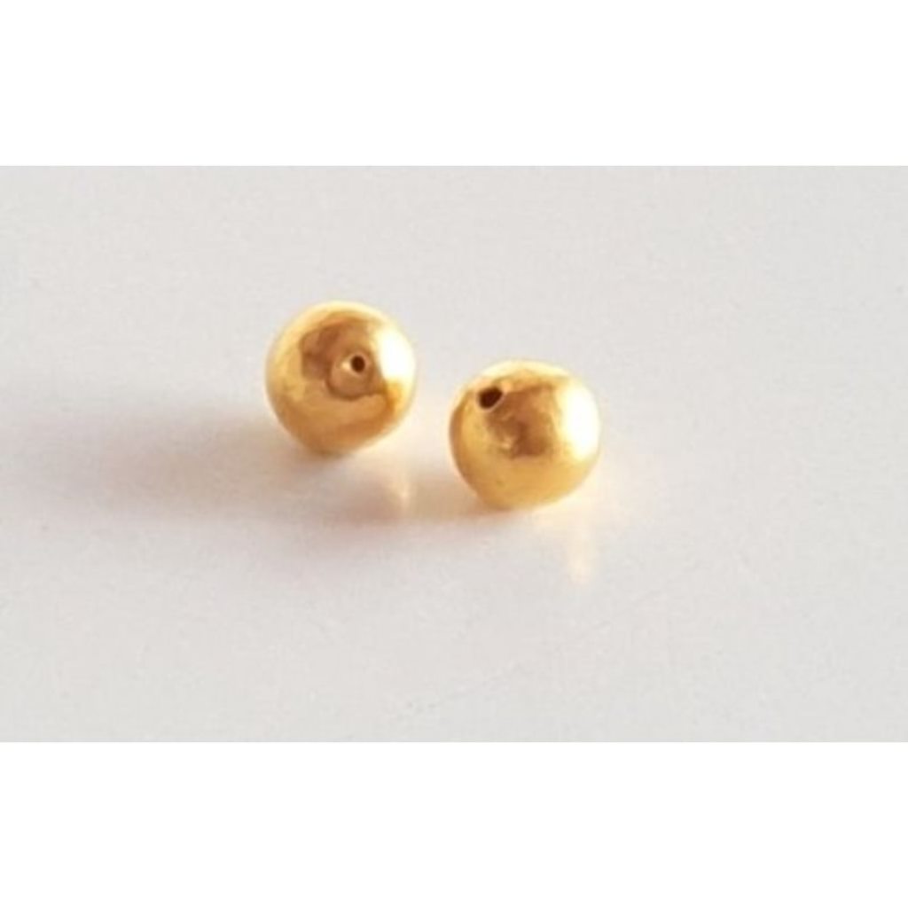 Solid 22K/18K Yellow Fine Gold 3.5 MM 12 Pieces Plain Round Beads