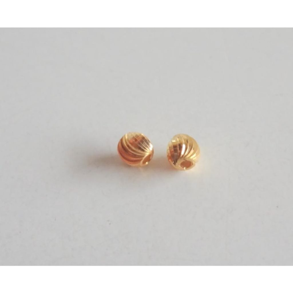 Solid 22K/18K Yellow Fine Gold 5 MM 2 Pieces Twisted Beads