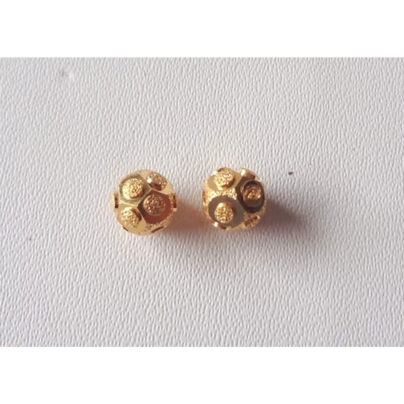 Solid 22K/18K Yellow Fine Gold 5 MM 2 Pieces Football Beads