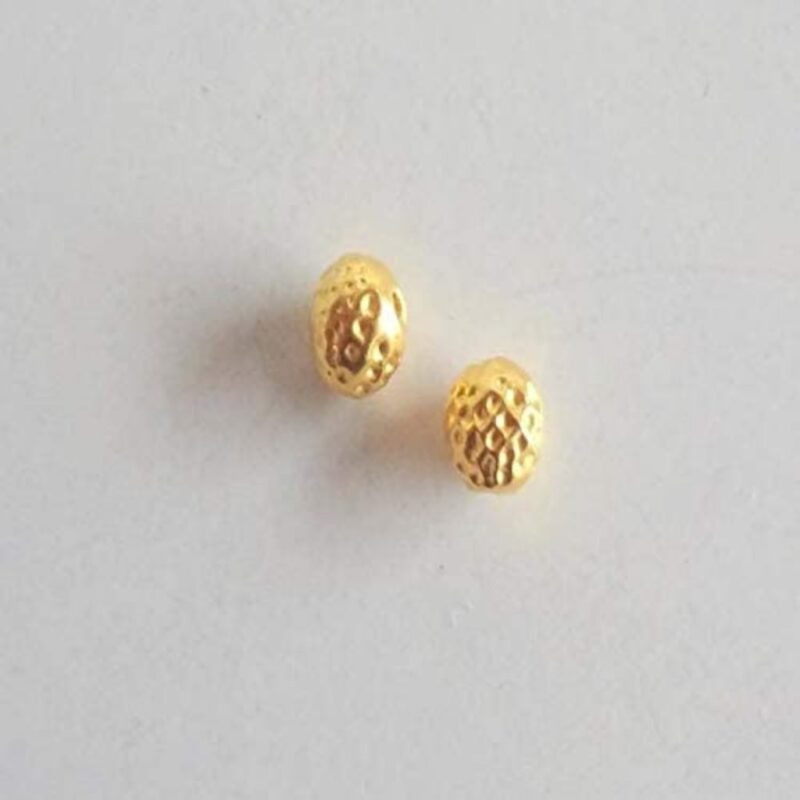 Solid 22K/18K Yellow Fine Gold 3.5 MM 12 Pieces Dotted Round Beads