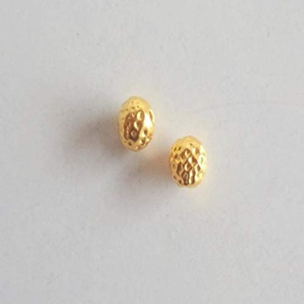 Solid 22K/18K Yellow Fine Gold 5 MM 24 Pieces Dotted Round Beads