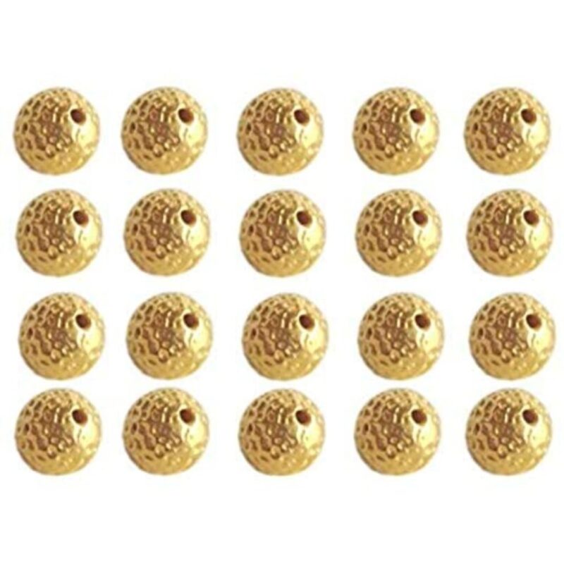 Solid 22K/18K Yellow Fine Gold 2.5 MM 20 Pieces Dotted Round Beads