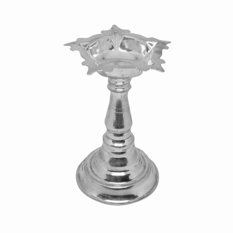 Solid Pure 925 Fine Silver Oil Lamp Samai For Puja And Home Decor