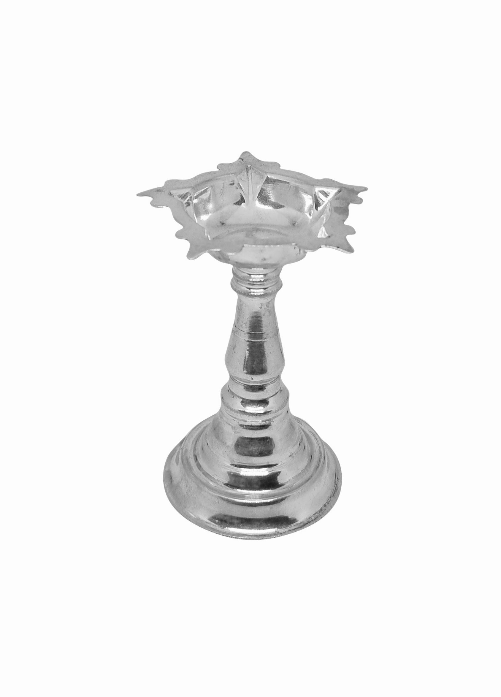 Solid Pure 925 Fine Silver Oil Lamp Samai For Puja And Home Decor