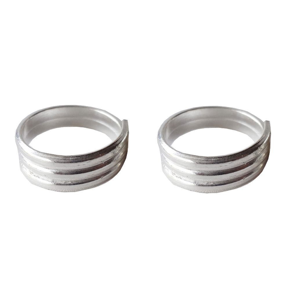 Solid 925 Sterling Silver Stunning Triple Layer Design Toe Ring Pair For Women