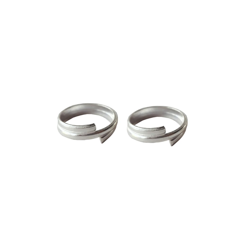 Solid 925 Sterling Silver Double Layer Design Toe Ring Pair For Women