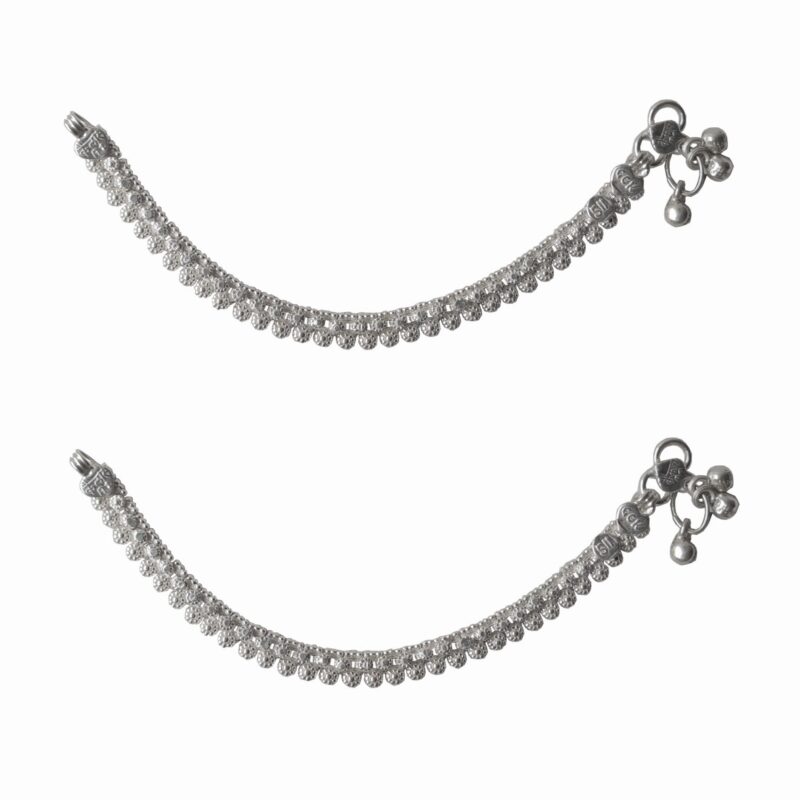 Solid 925 Sterling Silver Elegant Design Adult Anklet Pair For Women