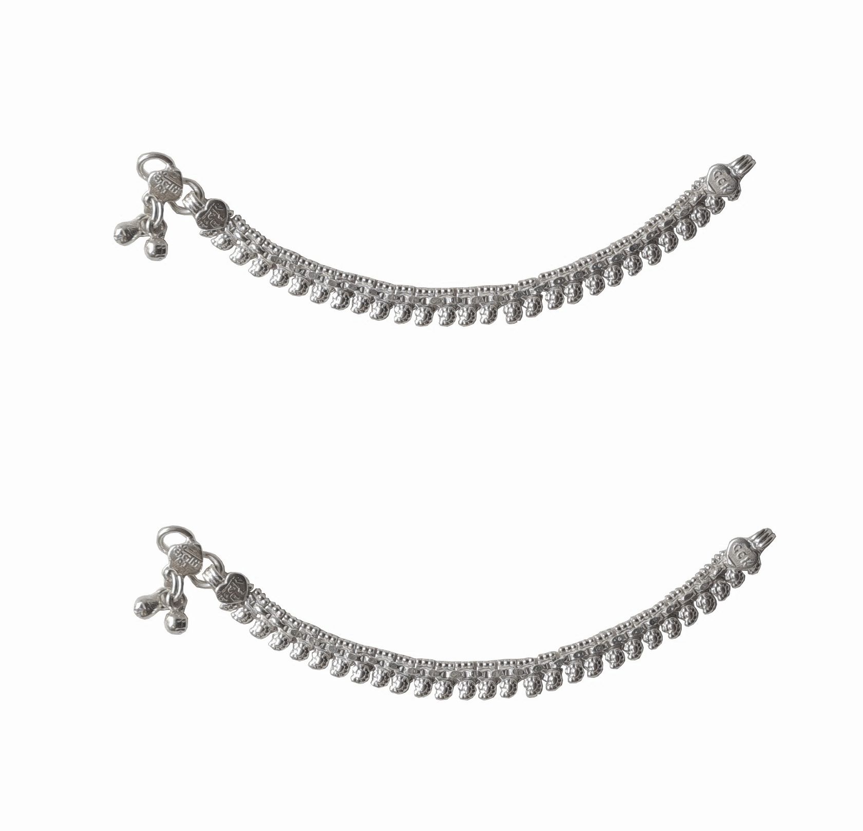 Solid 925 Sterling Silver Classy Design Adult Anklet Pair For Women