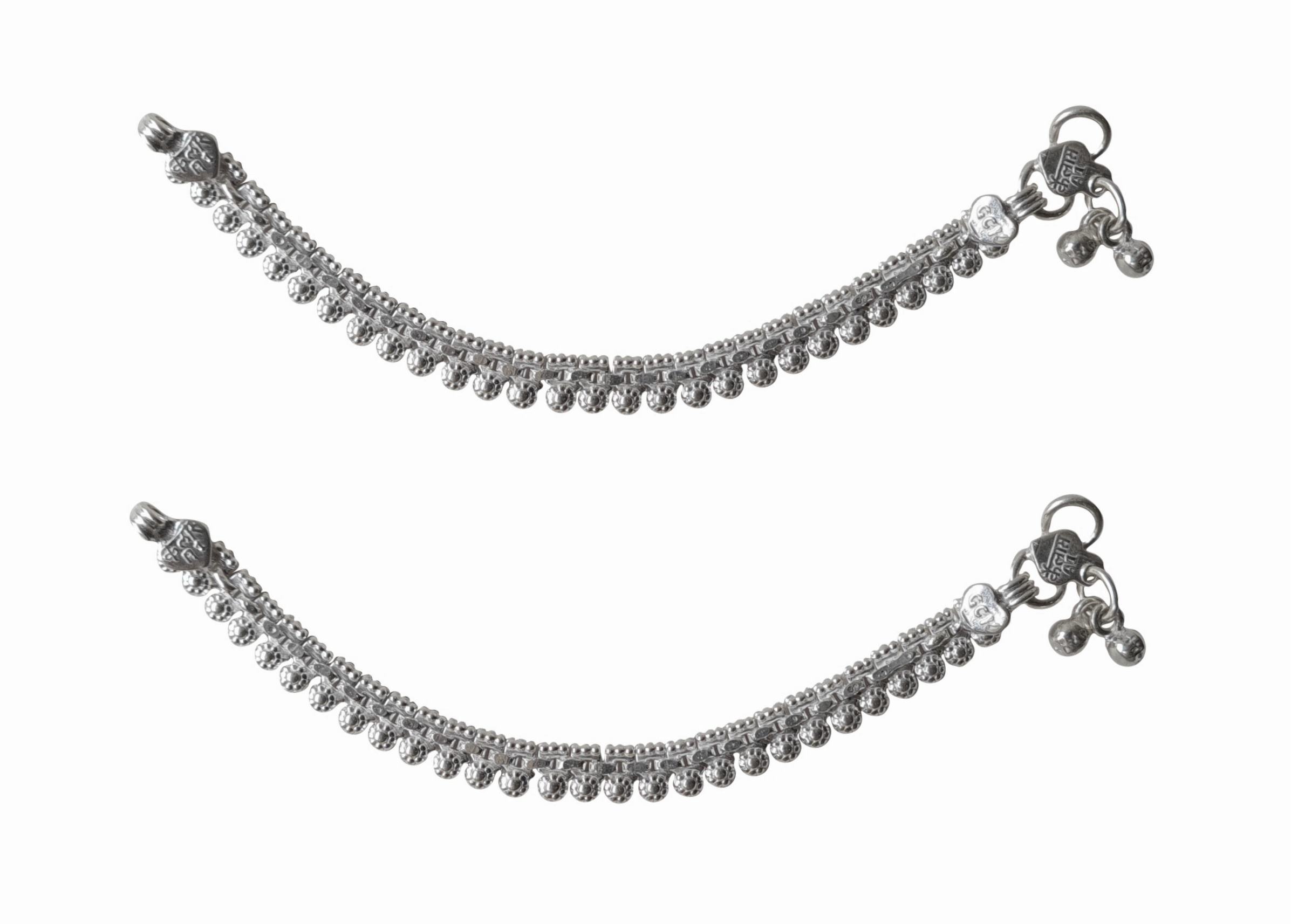 Solid 925 Sterling Silver Elegant Design Adult Anklet Pair For Women