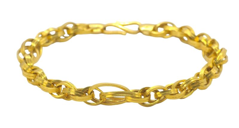 22K Pure Fine Yellow Gold Certified Stamped Elegant Design Mens Bracelet
