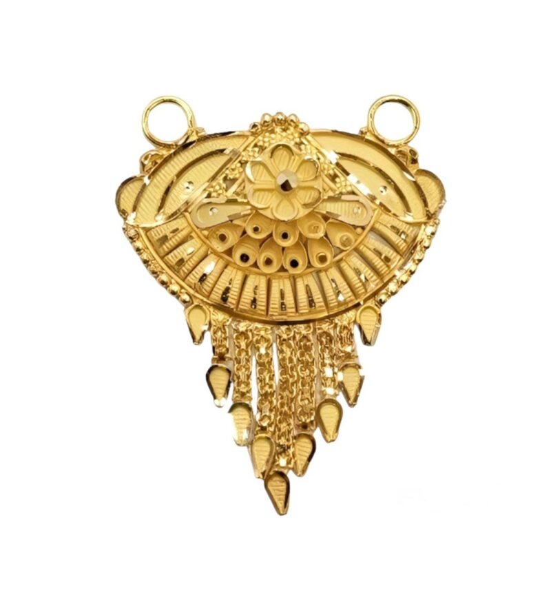 22K/18K Real Certified Fine Yellow Gold Unique Carved Mangalsutra Pendant