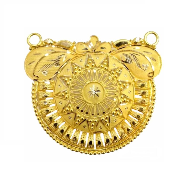 22K/18K Real Certified Fine Yellow Gold Carved Mangalsutra Pendant