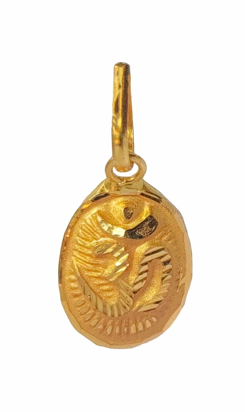 22K/18K Real Certified Fine Yellow Gold Carved Mens Pendant