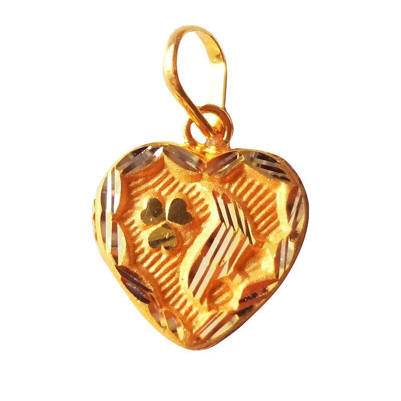 22K/18K Real Certified Fine Yellow Gold Flower Carved Womens Pendant