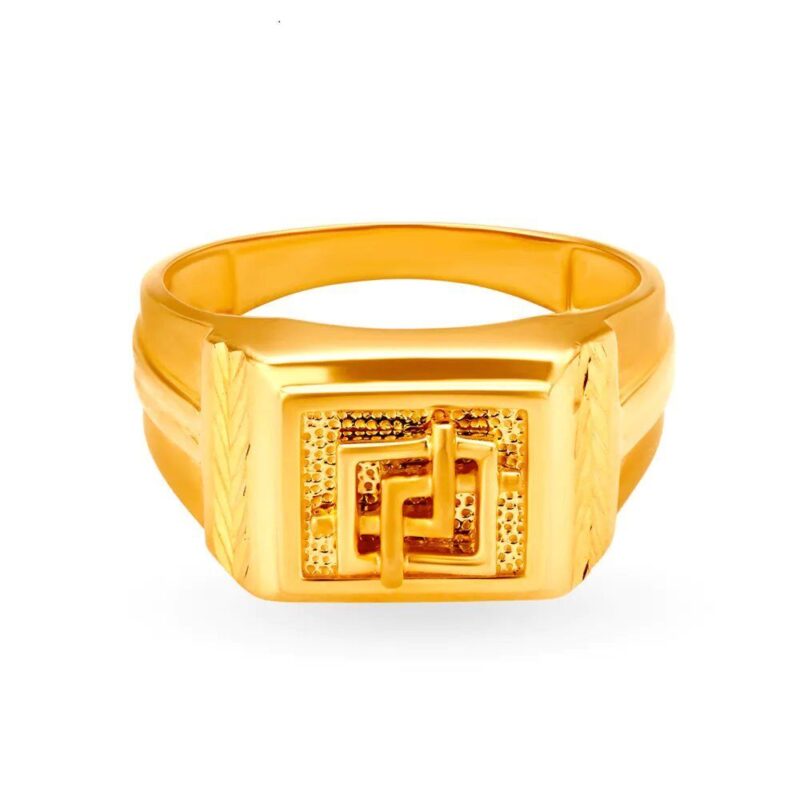 Solid 22K/18K Fine Yellow Gold Certified Mens And Boys Statement Ring - Image 2