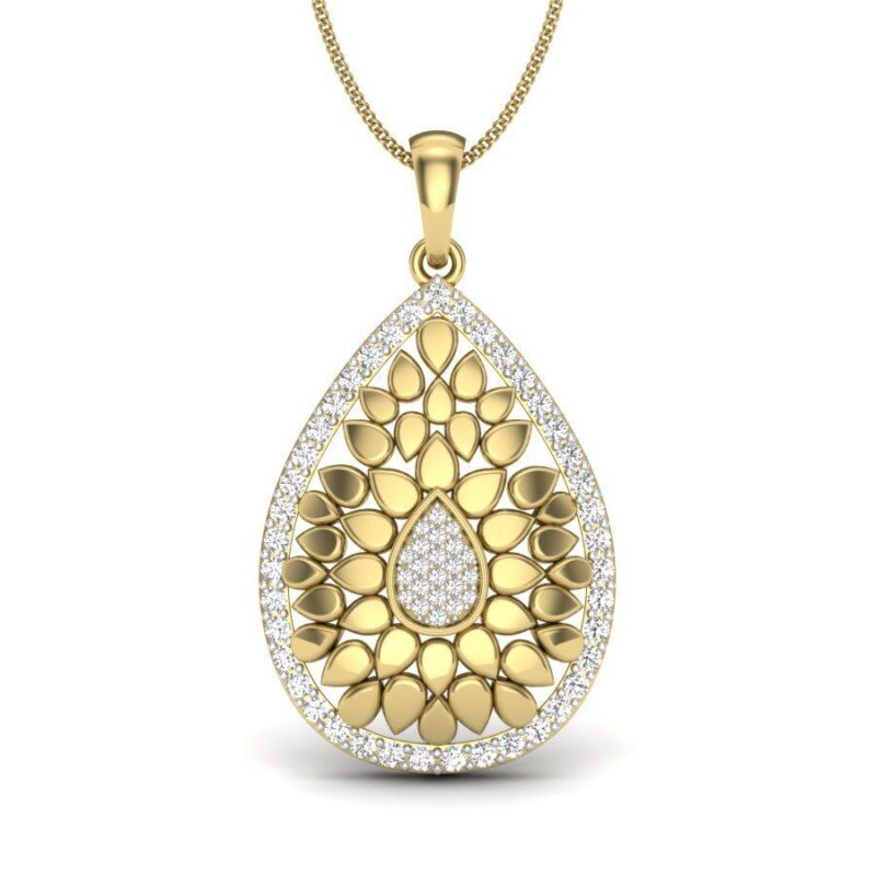 22K/18K Real Certified Fine Yellow Gold Pretty CZ Womens Pendant