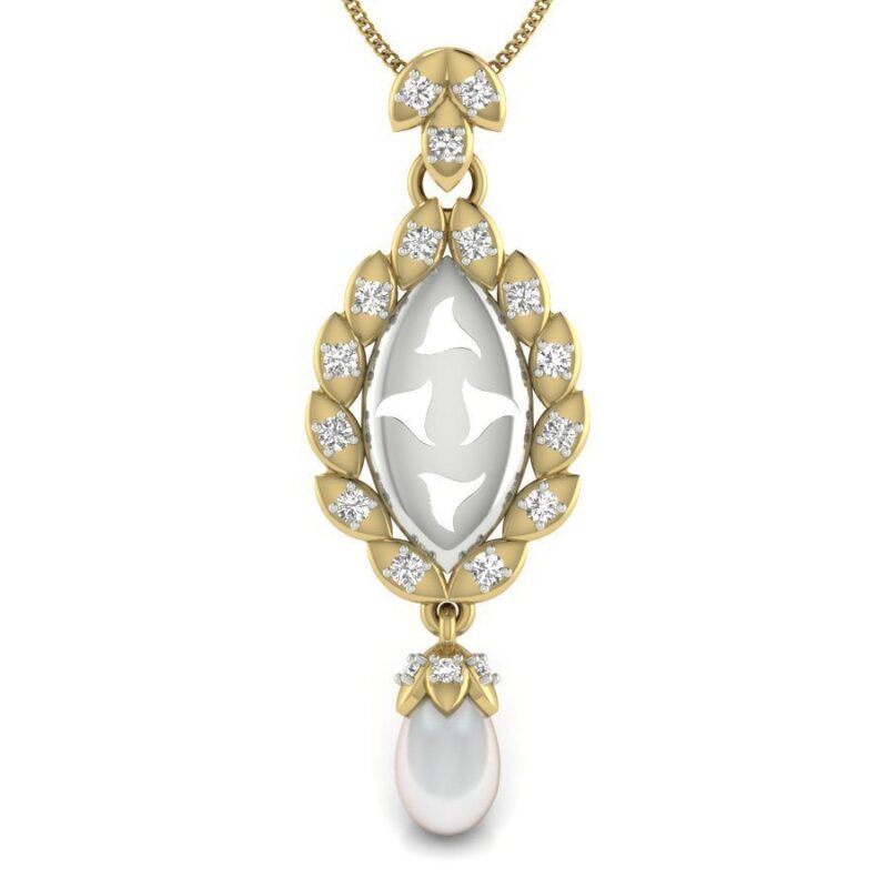 22K/18K Real Certified Fine Yellow and White Gold Glamorous CZ Womens Pendant