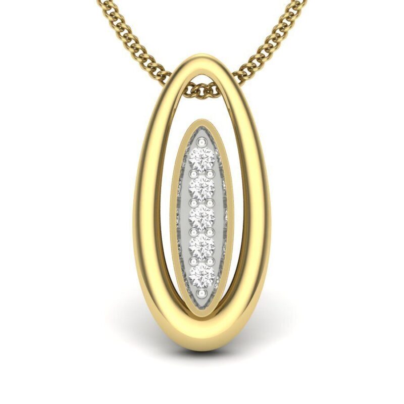 22K/18K Real Certified Fine Yellow and White Gold Ravishing CZ Womens Pendant