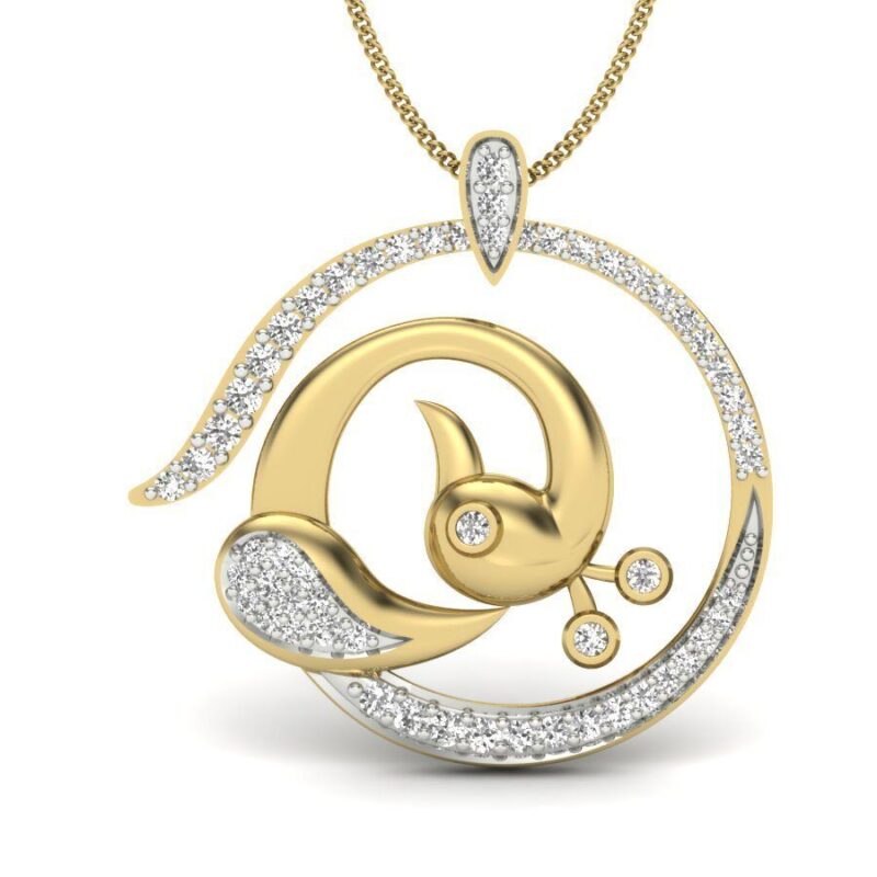 22K/18K Real Certified Fine Yellow and White Gold Havenly CZ Womens Pendant