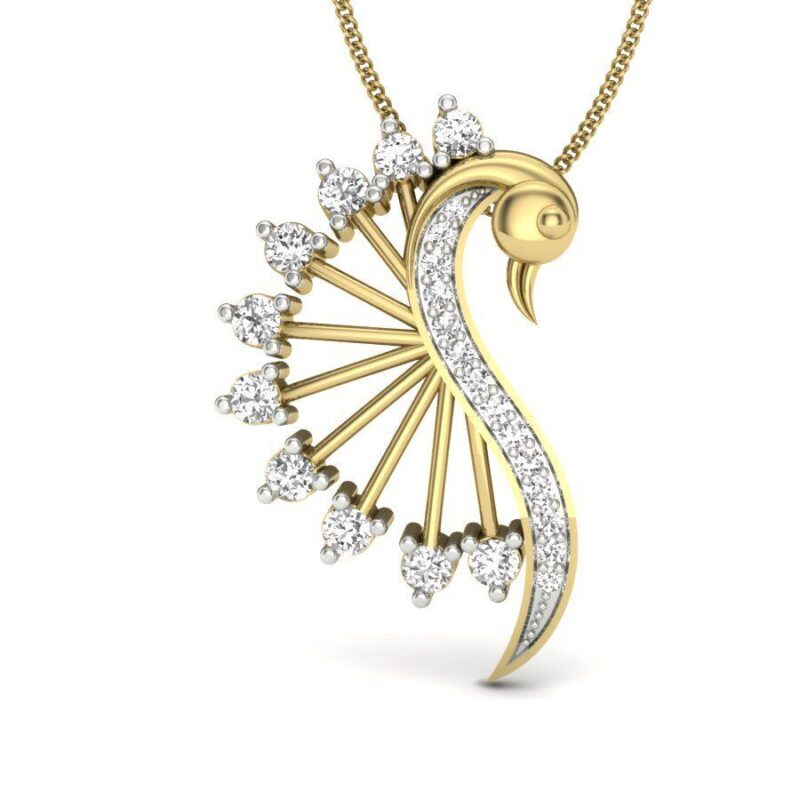 22K/18K Real Certified Fine Yellow and White Gold Engaging CZ Womens Pendant