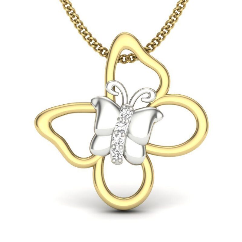 22K/18K Real Certified Fine Yellow and White Gold Stunning CZ Womens Pendant