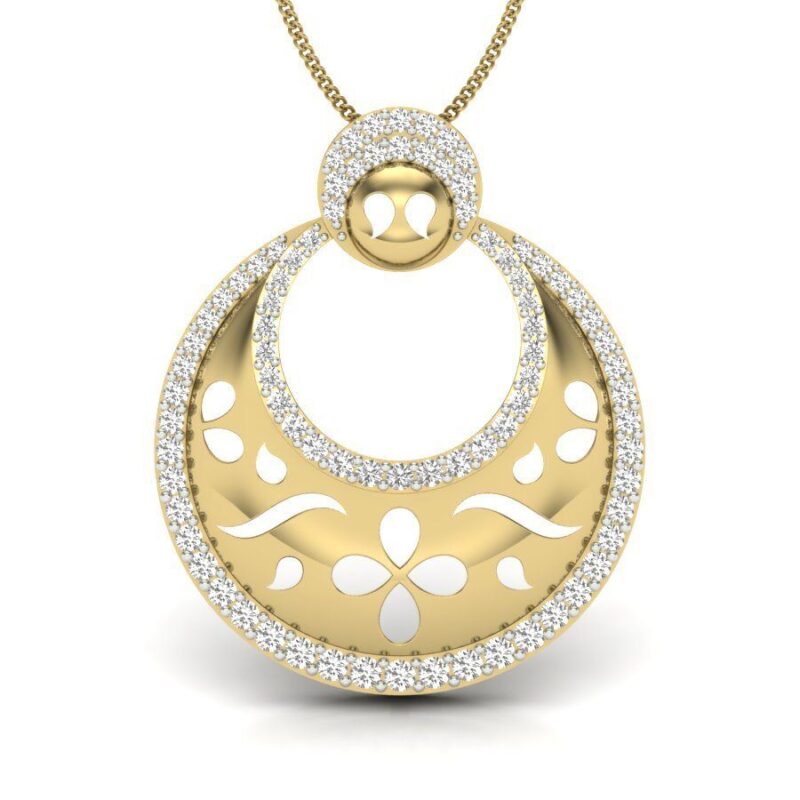 22K/18K Real Certified Fine Yellow Gold Striking CZ Womens Pendant