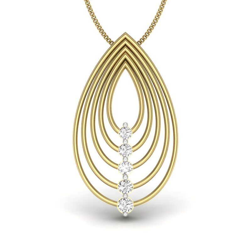 22K/18K Real Certified Fine Yellow Gold Beautiful CZ Womens Pendant
