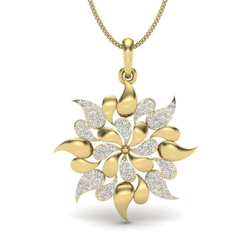 22K/18K Real Certified Fine Yellow Gold Pleasing CZ Womens Pendant
